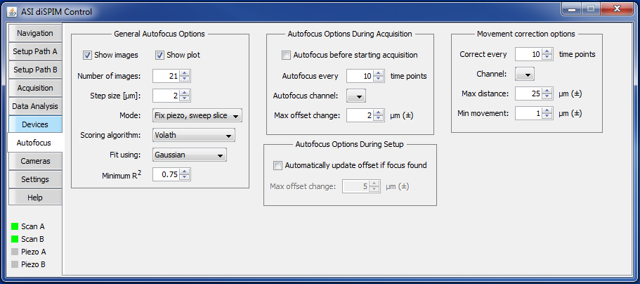  diSPIM plugin Autofocus tab