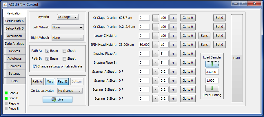  diSPIM plugin Navigation tab